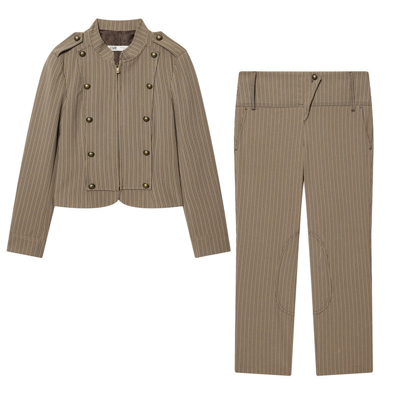 Foreign Trade 2026 Spring New Women's Striped Slim-Fit Blazer 2010875 + Capri Pants 3152408 Foreign Trade 2026 Spring New Women's Striped Slim-Fit Blazer 2010875 + Capri Pants 3152408