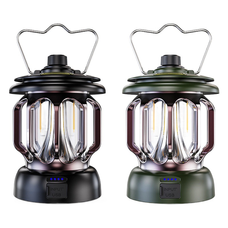 2022 transfronteriza al aire libre camping luz LED retro linterna portátil tienda de Luz Portátil USB recargable camping Luz