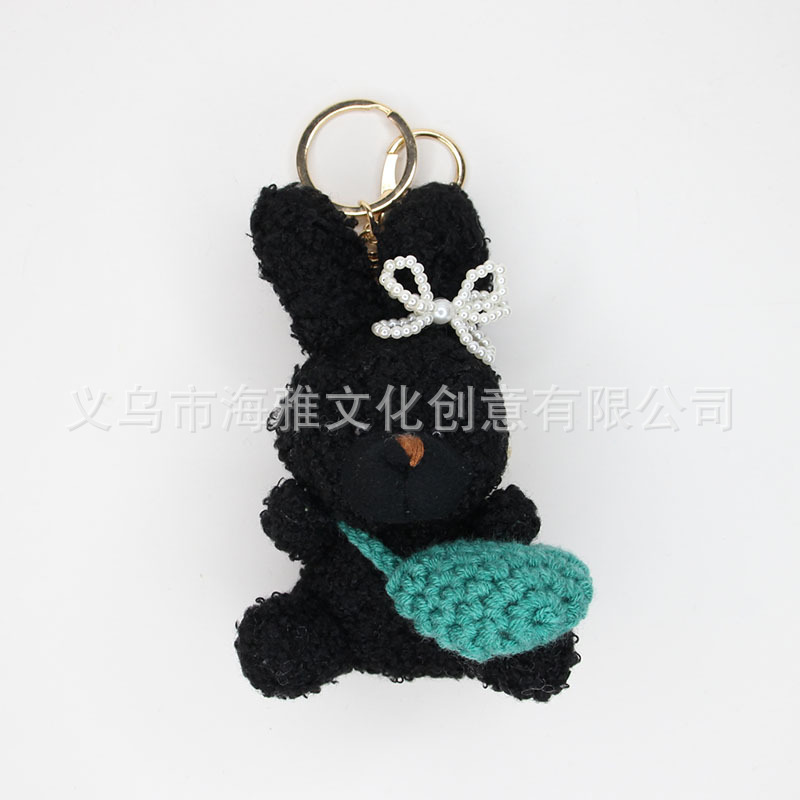 Estilo coreano medio 12CM conejo rizado TikTok popular del nudo arco mochila colgante teléfono móvil bolsa de coche adornos