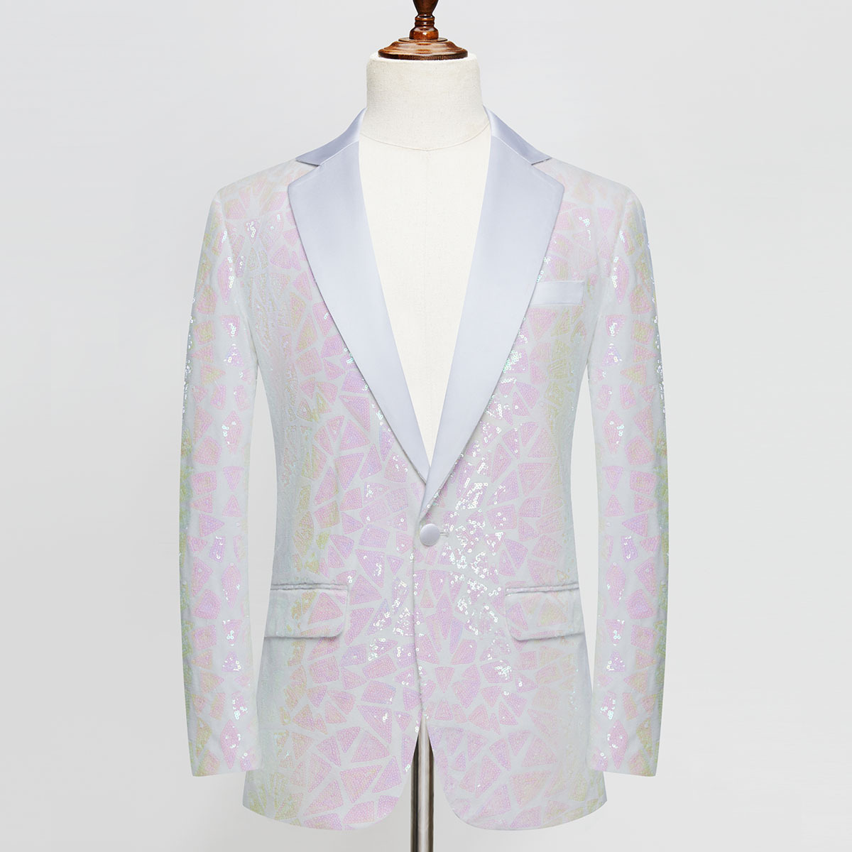 Sequined Triangle Men's Blazer For Evening Parties And Events_voghion.com