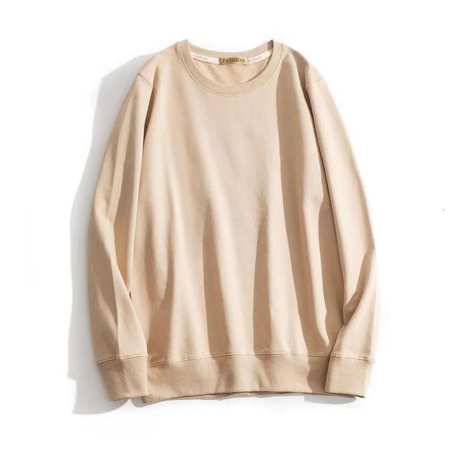 Heavy Long Sleeve Sweatshirt - Men's Solid Color Crew Neck Casual Top - Detail 16