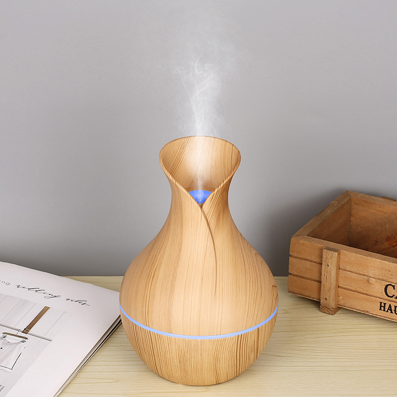 Humidificador de jarrón pequeño-grano de madera claro