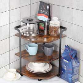 木质新款铁木艺多层转角收纳架多功能台面厨房浴室转角杂物置物架