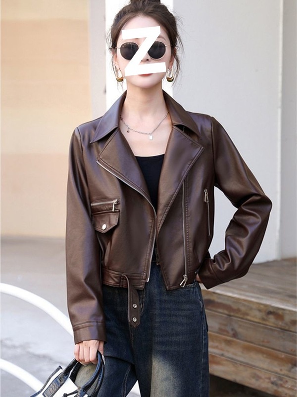 2025春秋新款皮衣外套女短款机车服休闲小个子pu皮西装领夹克厂家|undefined