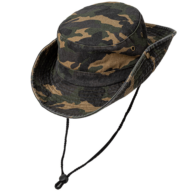 Sombrero de camuflamiento para hombres sombrero de pescador sombrero de montaña al aire libre vaquero occidental sombrero de pesca de verano sombrero de protección solar