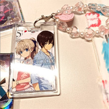 亚克力卡套透明滑盖全封闭水晶爱心钥匙扣小卡公交卡饭卡包挂件