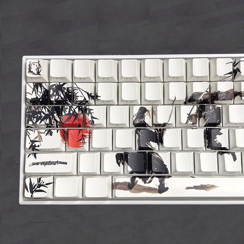 Forest duel key cap original PBT material five-sided thermal sublimation side engraved light transmission fire68 key cap wooting60