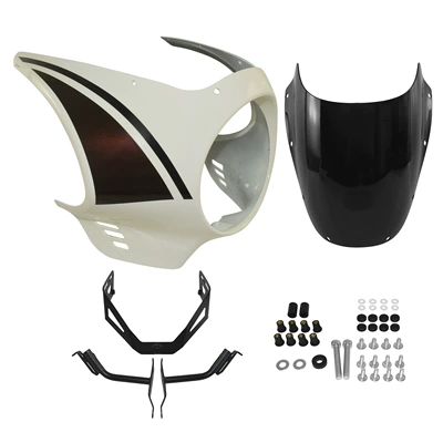 Motorcycle front windshield – Rear Hump - off-white-large-lampshade-smoked-black-windshield