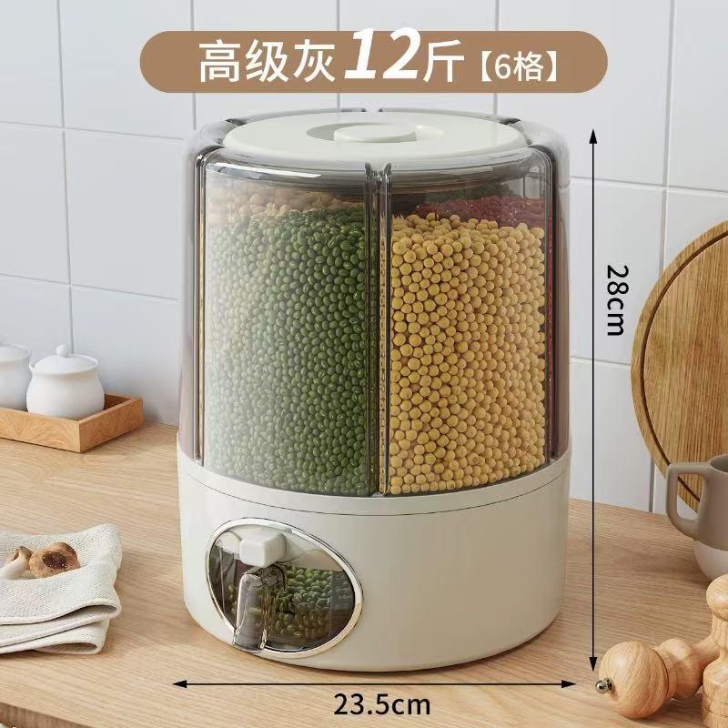 穀物保存箱、家庭用防虫・防湿密閉回転米樽、キッチン収納コンパートメント、穀物保存瓶|undefined