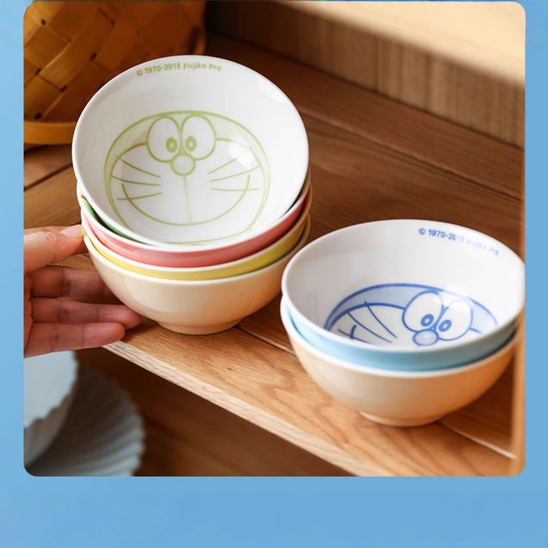 Japanese Genuine Authorized Doraemon Bowl Cute Cartoon Dingdang Cat Tableware Set Ceramic Bowl Household Creative