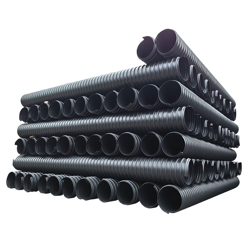 Fábrica de suministro directo HDPE doble pared corrugada tubo de acero reforzado tubo espiral tubo de enrollamiento de pared hueca tubería de drenaje