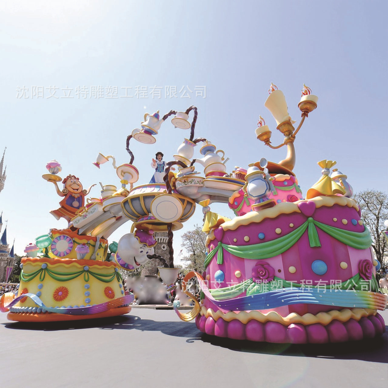 巡游花车自贡市户外方特园林游乐园场所玻璃钢彩船亮化美陈制作