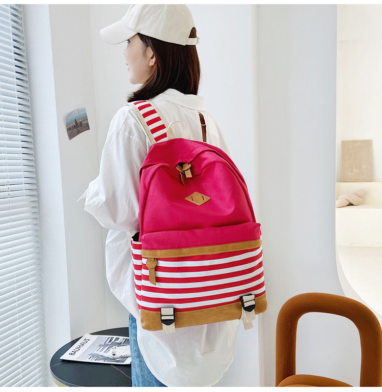 Stripes Large Capacity Fashion Canvas Backpack Wholesale Nihaojewelry display picture 15