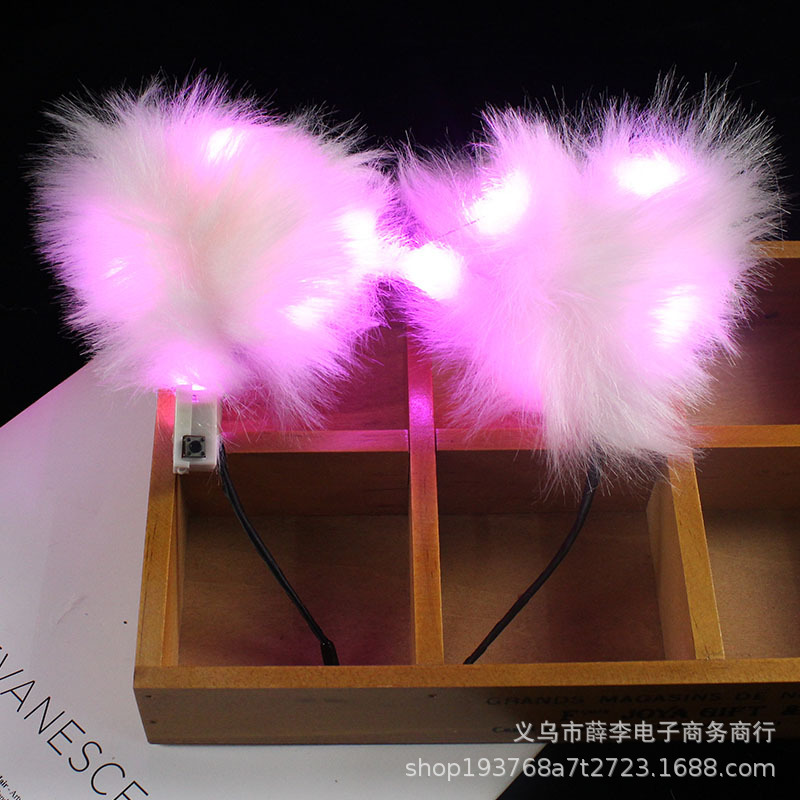 Luminoso Fox diadema Fox felpa Orejas de conejo orejas de gato horquilla bar concierto puesto diadema luminosa