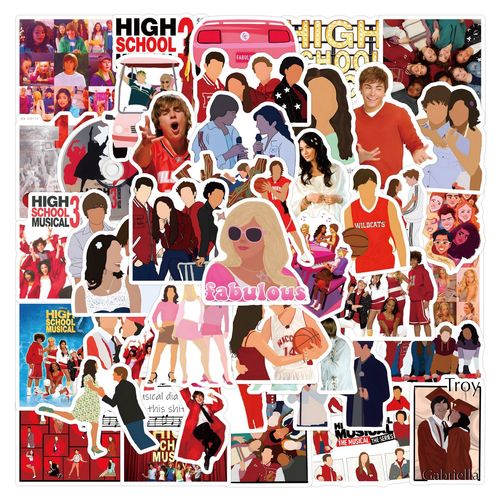 55张经典音乐专辑High School Musical涂鸦贴纸汽车文具贴纸批发