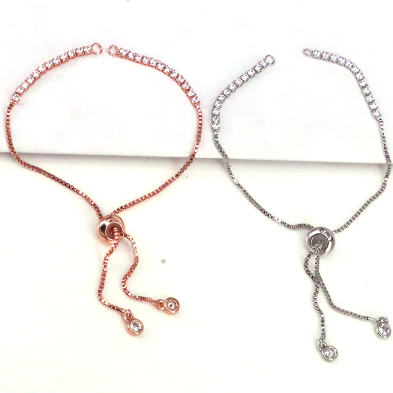 DIY Jewelry Accessories White Zirconium Pushpull Copper Braceletpicture4