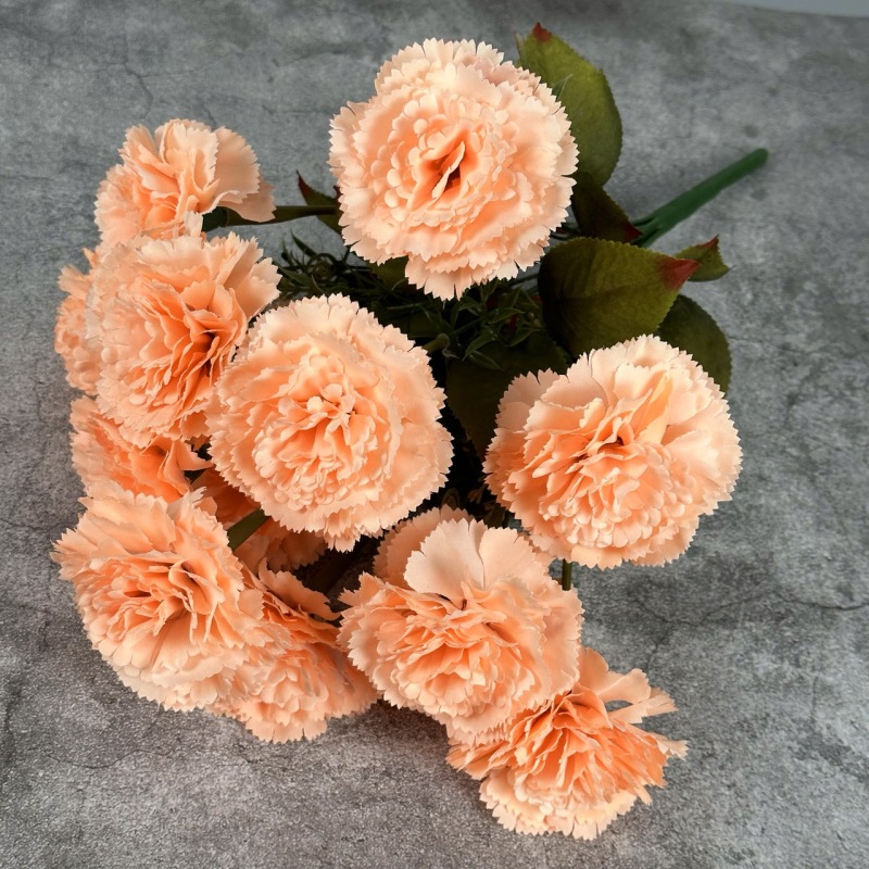 Artificial 13-cabeza clavel bouquet home hotel vestido de novia flor artificial flor de seda flor artificial al por mayor