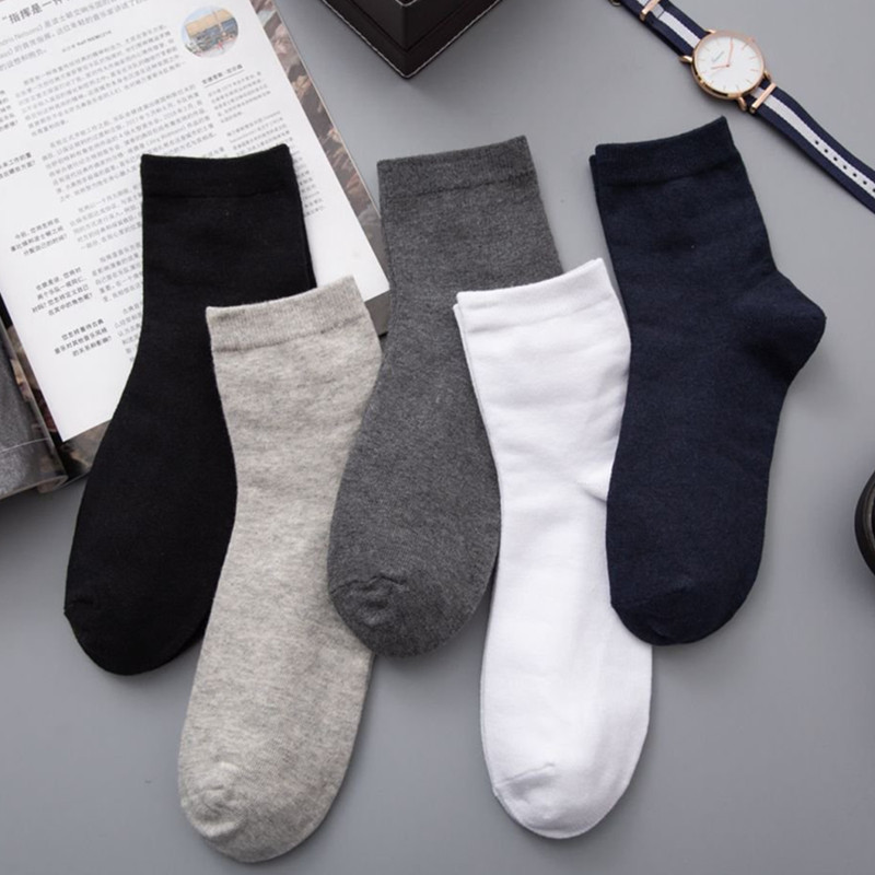 Men's mid-calf socks, new spring/summer style, pure cotton, black solid color, business suit socks, casual white socks to pair with leather shoes Men's mid-calf socks, new spring/summer style, pure cotton, black solid color, business suit socks, casual white socks to pair with leather shoes