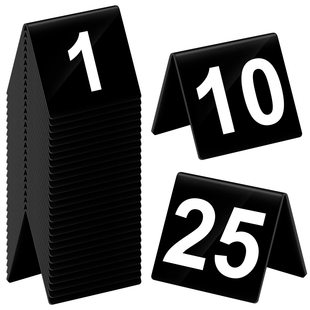 Acrylic Black Double-Sided Table Number Display Card Desktop Standing Number Plate Restaurant Meal Call Number Table Number