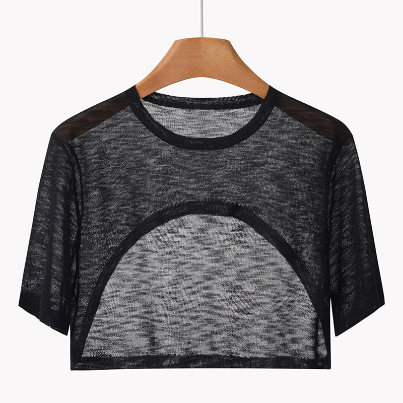 Cross-Border 2025 Summer New Style Bamboo Linen Round Neck Sweater Short-Sleeved Pullover Blouse Sun Protection Shirt Women's Sun Protection Clothing Summer