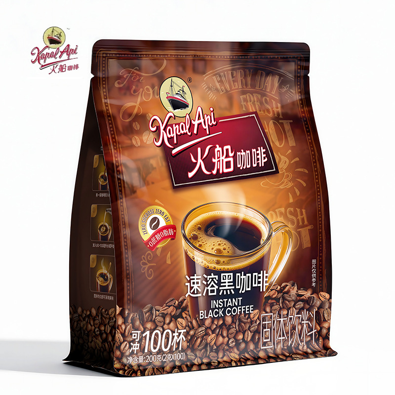 Indonesian Brand Fire Boat Black Coffee 200g Instant Coffee 100 Small Bags Wholesale Brewed Drinks Indonesian Brand Fire Boat Black Coffee 200g Instant Coffee 100 Small Bags Wholesale Brewed Drinks