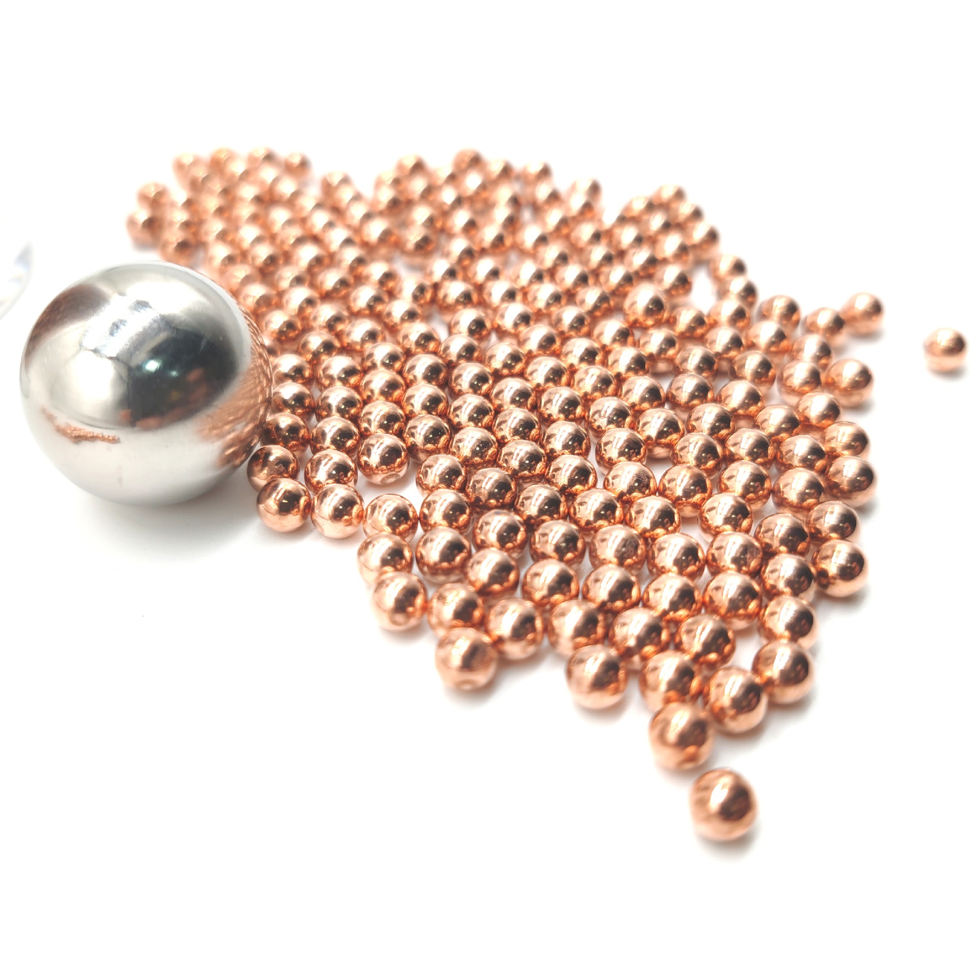 各种规格批发零售实心圆珠镀铜精密球钢珠红铜钢球碳钢弹弓竞技镀