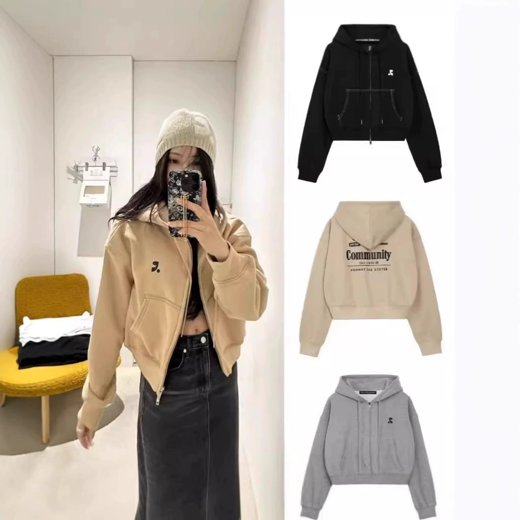 Jimo спот двойной RR буквенный свитер с капюшоном