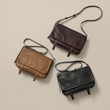 裘真全系植鞣牛皮信使邮差包百搭复古通勤单肩斜挎腋下真皮包女