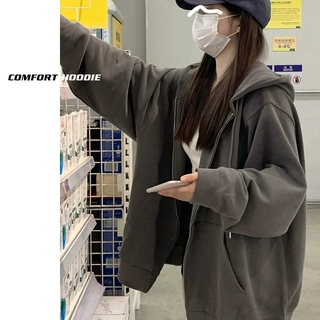 外套女秋连帽卫衣女6新早秋流行爆秋季灰色开衫薄衣