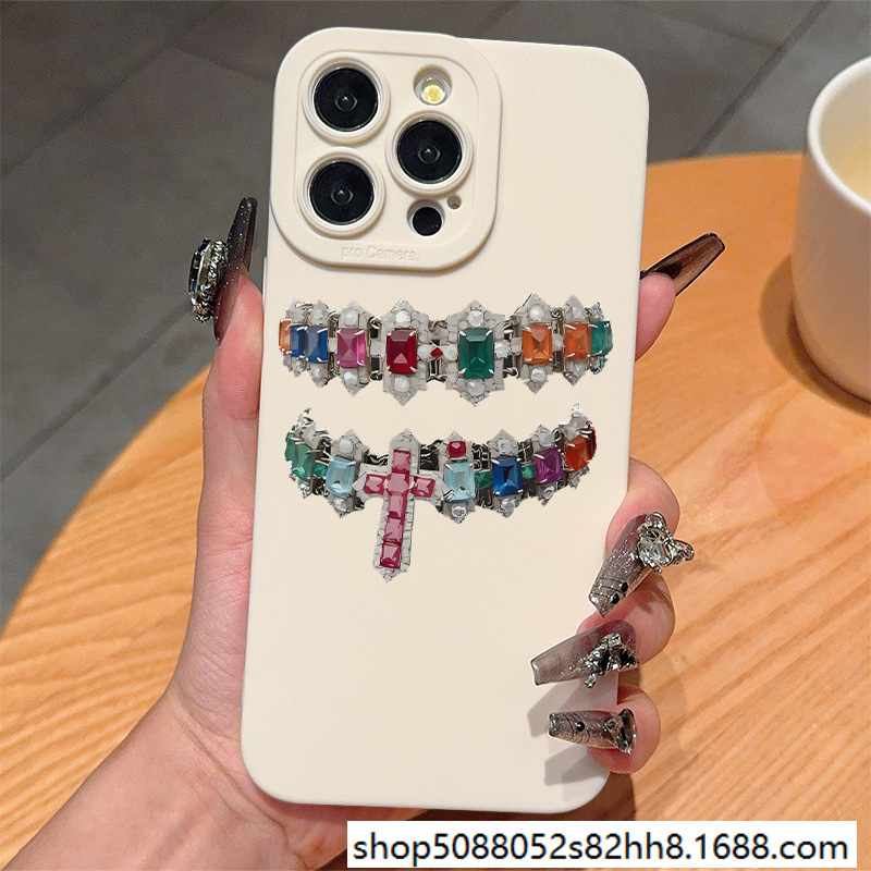 复古十字宝石适用iPhoneXSMAX苹果11/12/13/14/15/16ProMax手机壳