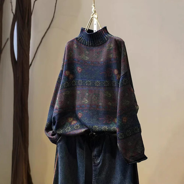 Demi-season retro knitted sweater