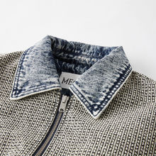 女士冬季新款粗纺拼接休闲宽松牛仔夹克外套女