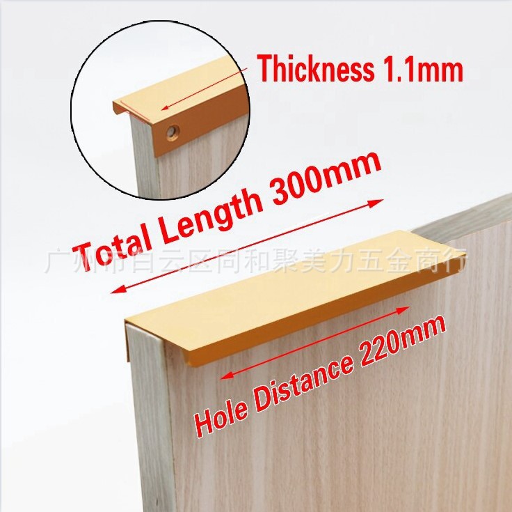 Puerta de armario invisible sin perforaciones mango oculto cajón minimalista moderno mango alargado negro oro plata