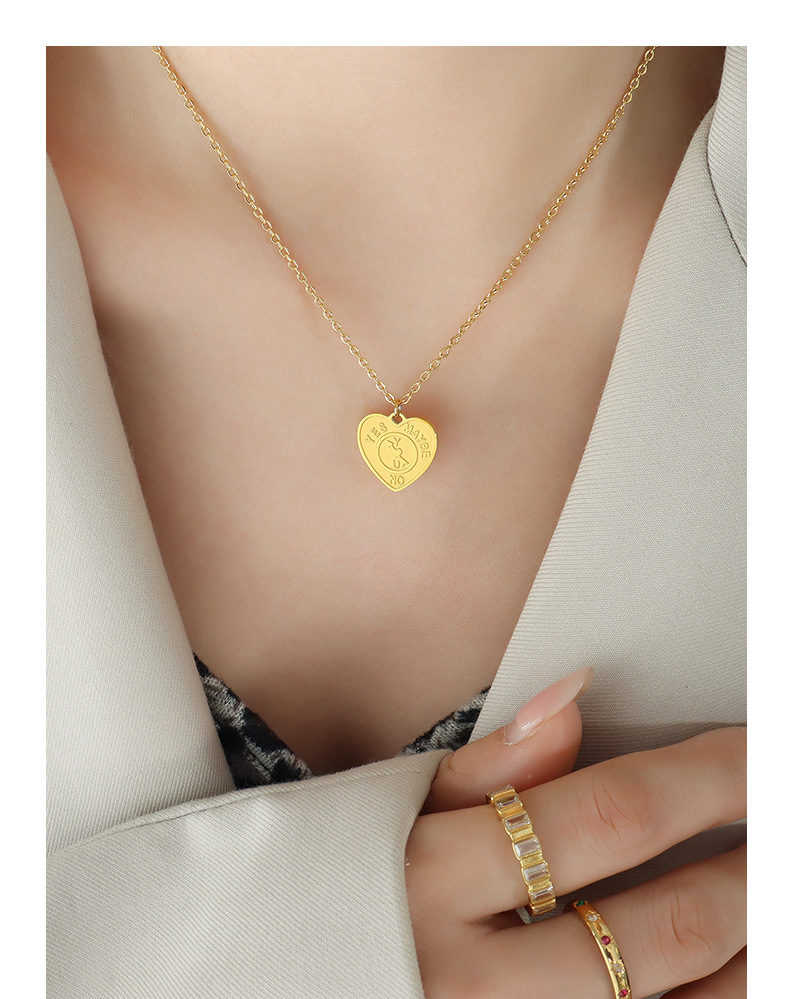1 Piece Simple Style Heart Shape Titanium Steel Plating Pendant Necklace_colorza_2