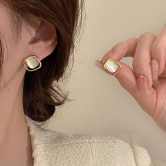 Minimalist Design High-end Geometric Square Cat's Eye Stud Earrings for Women, Unique Style, Simple and Versatile Fashion Earrings, Wholesale