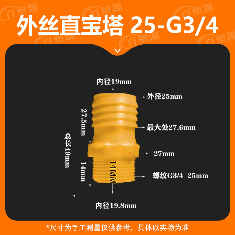 Переходник Qiqi hardware 25мм - G3/4 желтый