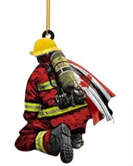 Navidad bombero colgante árbol de Navidad decoración acrílica creativa de incendios perimetrales adornos de automóviles colgante image 12