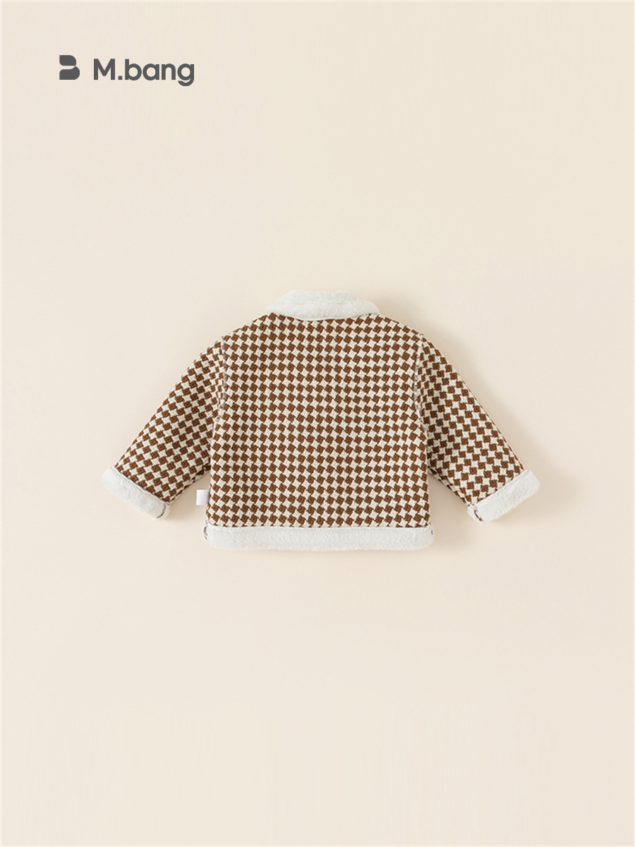 Babycity niños abrigo niñas retro Plaid invierno abrigo de piel engrosada ropa para niños Top DY23021