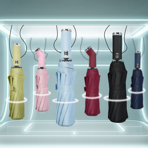 Automatic Umbrella Women's Rain and Sun Dual-Purpose Large, Durable Windproof Sunshade Flashlight Illumination Umbrella Men's Sun Umbrella Wholesale