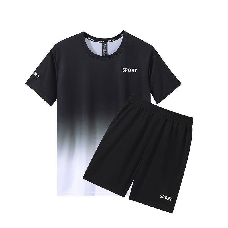 Summer Men's and Women's Sportswear Short-Sleeved Suit Ice Silk Quick-Drying Shorts Fitness T-Shirt Running Basketball Training Two-Piece Set