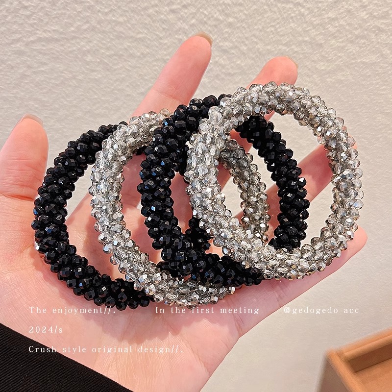 Pulseras de temperamento de doble propósito anillo de cabello de diamante de agua cuerda de cabello para mujeres 2024 nueva cuerda de cabeza de alta elasticidad atada de cabello tocado de banda de goma