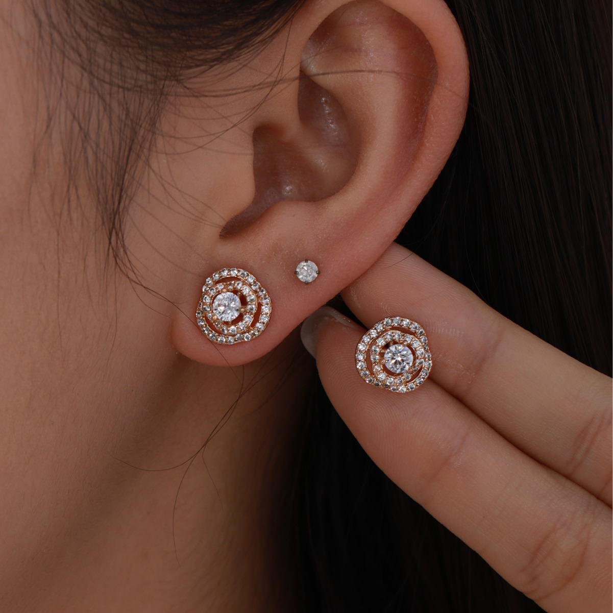 Xuping diamante hueco rosa zircón pendientes simples pequeños y exquisitos pendientes de verano de alta calidad pendientes para mujeres