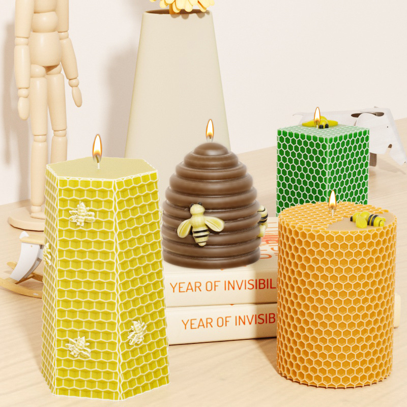 Jiaxian DIY cristal epoxi resina molde múltiple abeja panal vela molde de silicona yeso