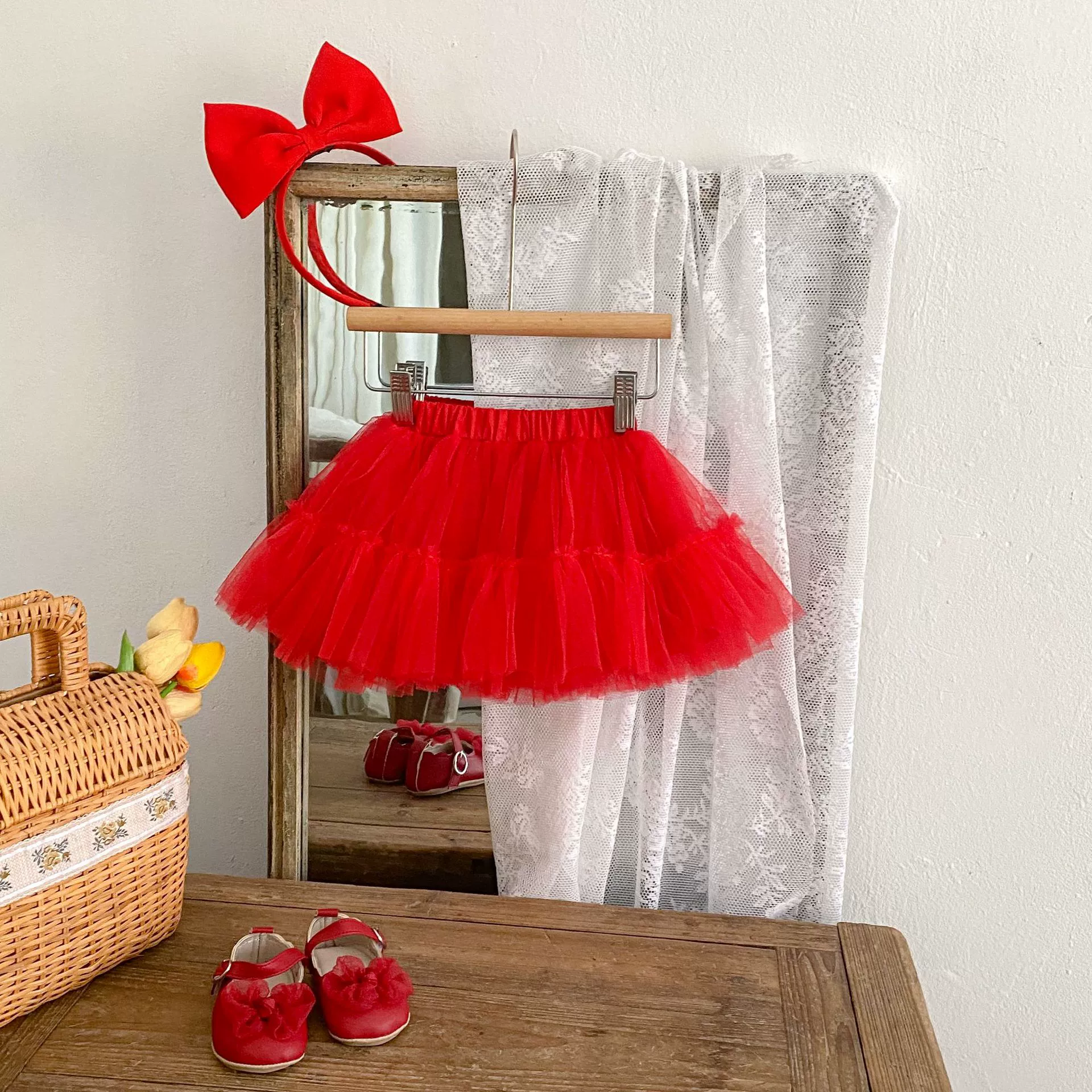 Spring children's cotton knitted keep warm sweater, skirt