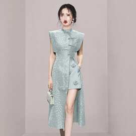 Y8H夏季新款旗袍连衣裙性感短裤年轻款中式旗袍连衣裙两件套女