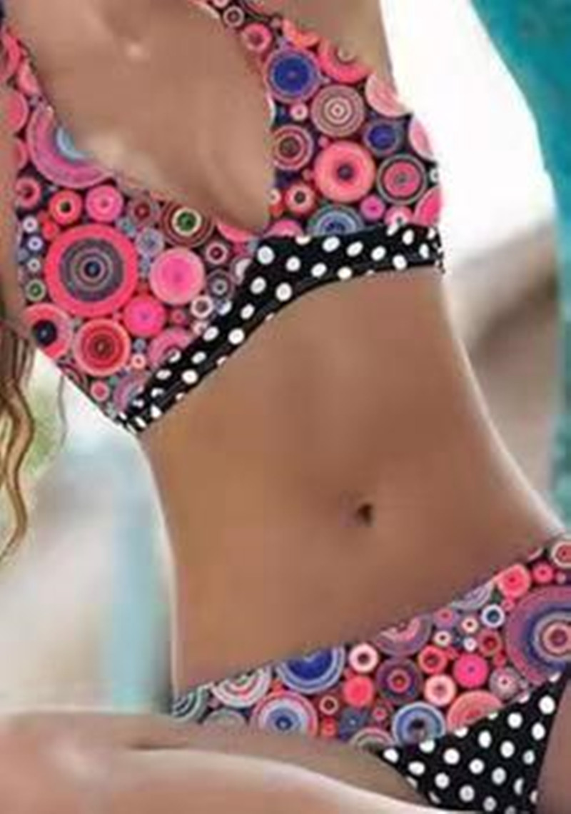 Damen Sexy Printed High Waist Split Bikini Badeanzug Hersteller Großhandel_voghion.com