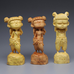 Yaba Cypress Nezha The Magic Child Coming Down to the World Movie Style Car Model Statue, Solid Wood Hand-carved Craftsmanship Character Toy