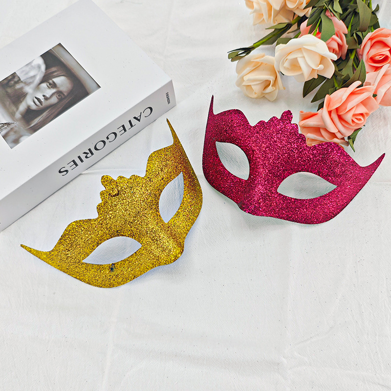 Carnaval polvo brillante retro pequeña máscara de corona veneciana máscara falsa máscara de maquillaje polvo brillante retro máscara de mitad de cara
