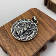 迈思卡S925纯银古希腊人像圆牌吊坠项链复古重工个性时尚吊牌饰品