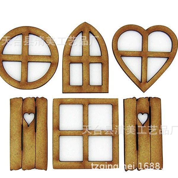 6 mezclado hueco cuento de hadas los niños decoración la puerta madera DIY ventana flor juego combinación bloques artesanía